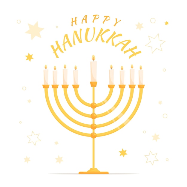 Hand drawn flat hanukkah illustration