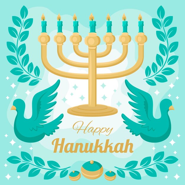 Vector hand drawn flat hanukkah illustration