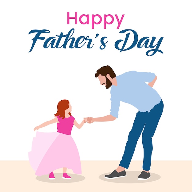 Vector hand drawn flat happy fathers day illustration