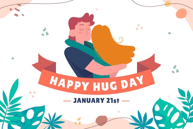 Vector hand drawn flat hug day background