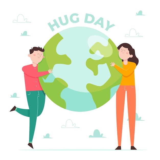 Vector hand drawn flat hug day illustration