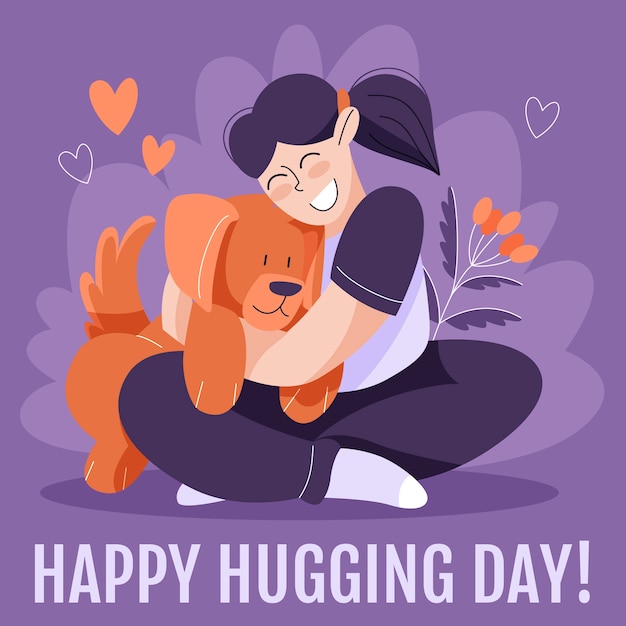 hand drawn flat hug day illustration