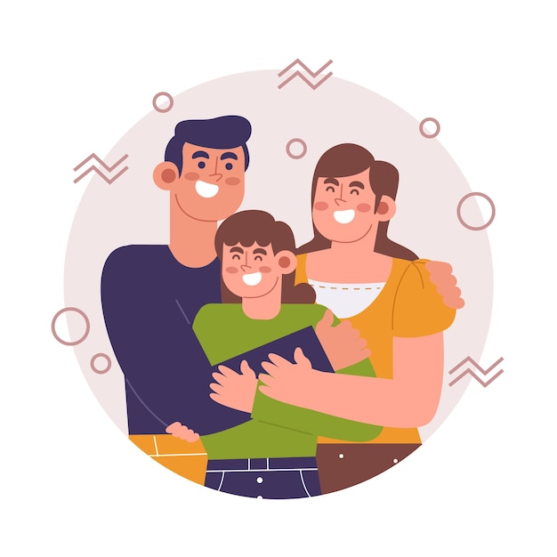 hand drawn flat hug day illustration
