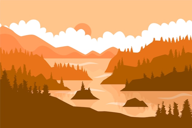 Vector hand drawn flat illustration of landscape