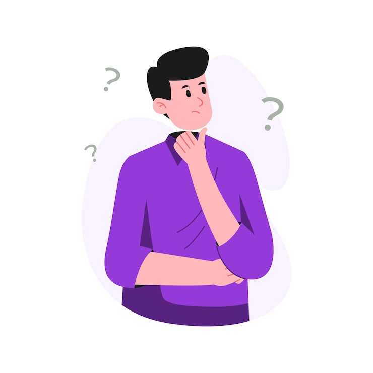 Vector hand drawn flat illustration of people thinking asking daydreaming