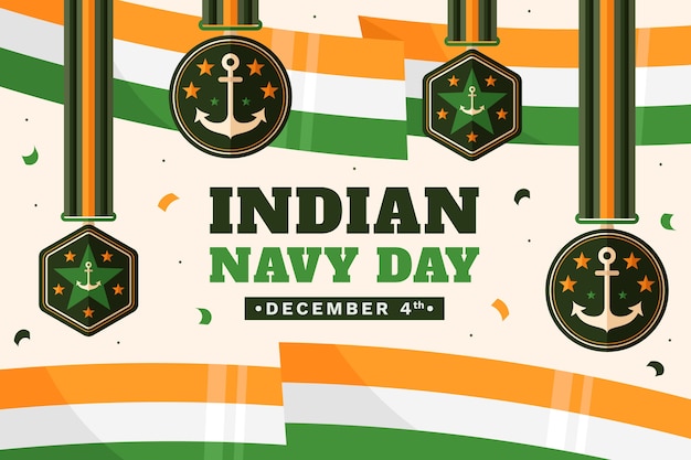 Vector hand drawn flat indian navy day background