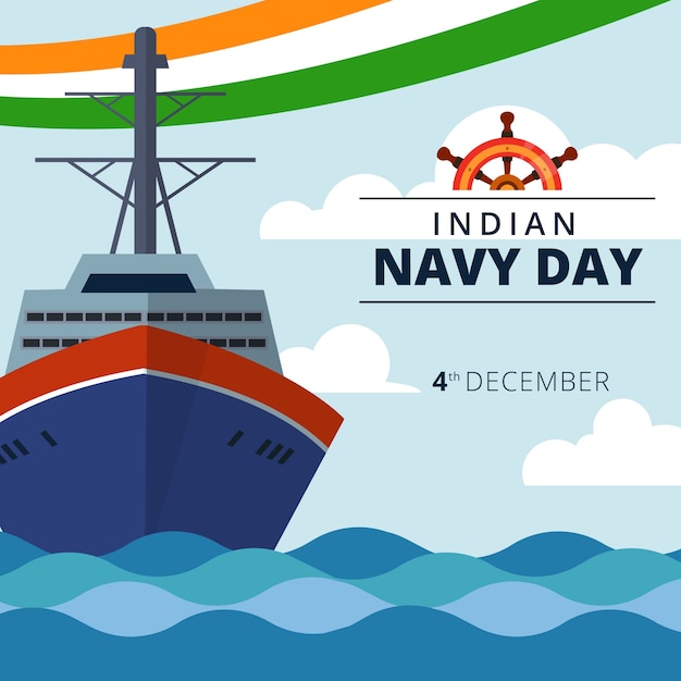 Vector hand drawn flat indian navy day background