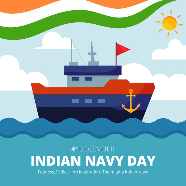 Vector hand drawn flat indian navy day background