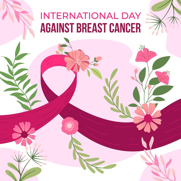 Hand drawn flat international day against breast cancer illustration