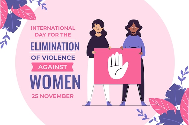 Hand drawn flat international day for the elimination of violence against women background