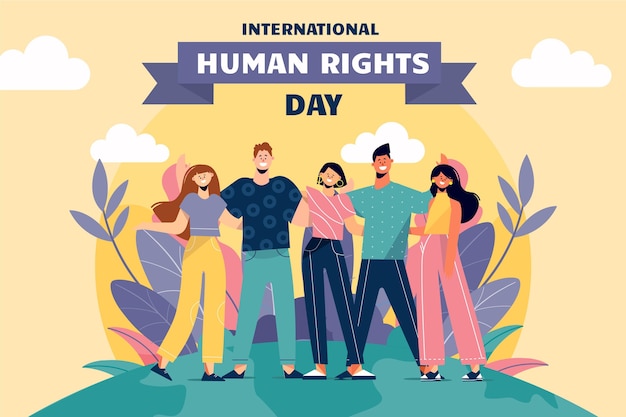 Hand drawn flat international human rights day illustration