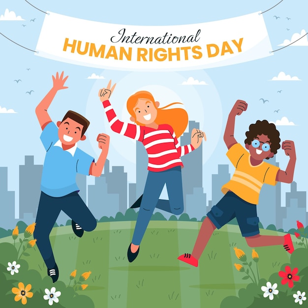 Vector hand drawn flat international human rights day illustration