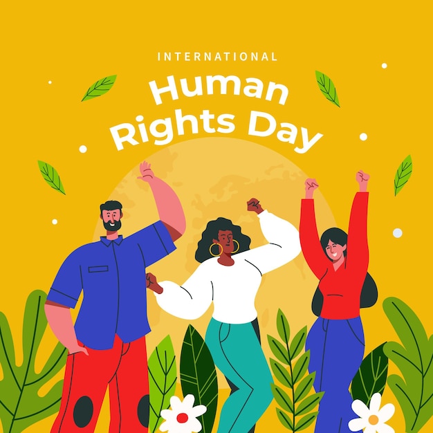 Hand drawn flat international human rights day illustration