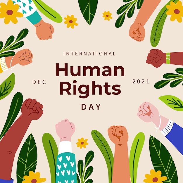 Hand drawn flat international human rights day illustration