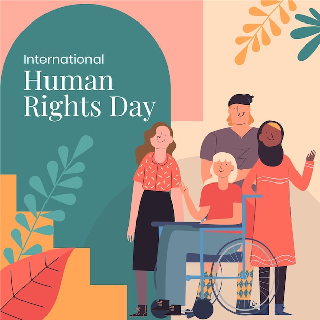 Vector hand drawn flat international human rights day illustration