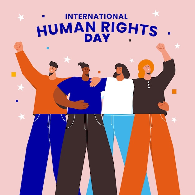 Vector hand drawn flat international human rights day illustration