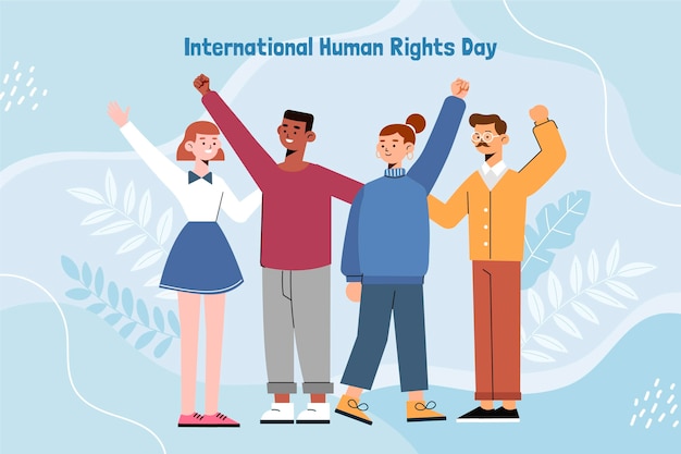 Vector hand drawn flat international human rights day illustration