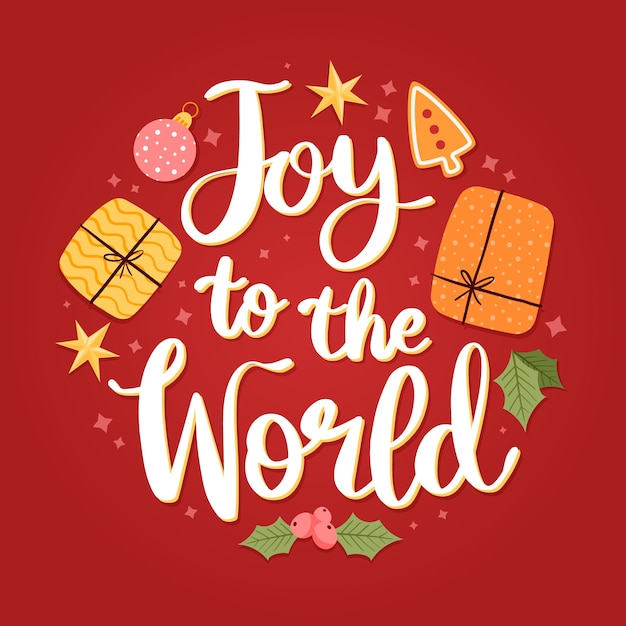 Hand drawn flat joy to the world lettering