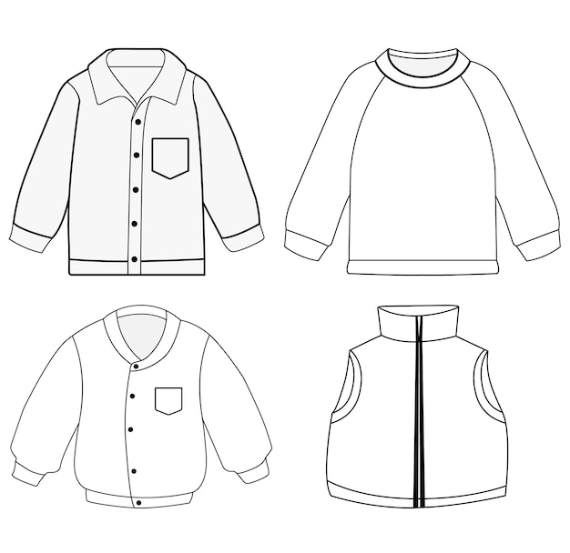 Вектор Ручно нарисованный плоский детский свитер одежда векторный дизайн