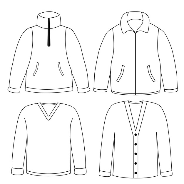 手描きのフラットキッズカジュアルセーター 衣装 ベクトルデザイン
