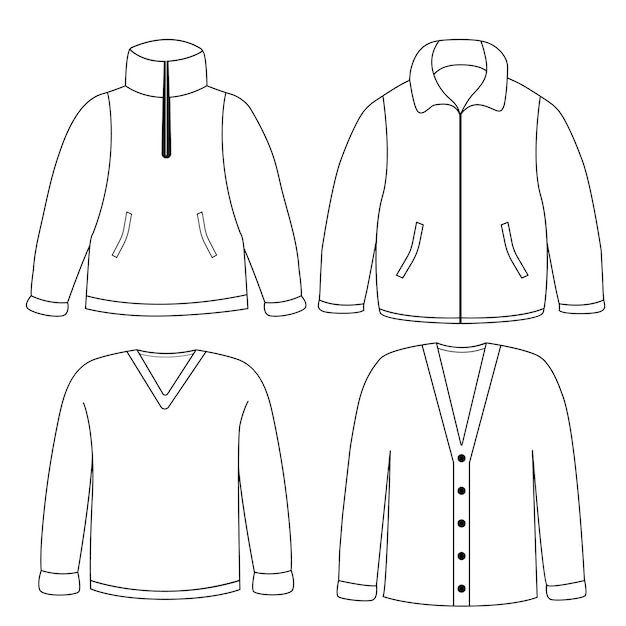 Vettore abbigliamento da maglione casuale per bambini disegnato a mano a disegno vettoriale