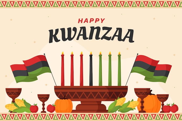 hand drawn flat kwanzaa background