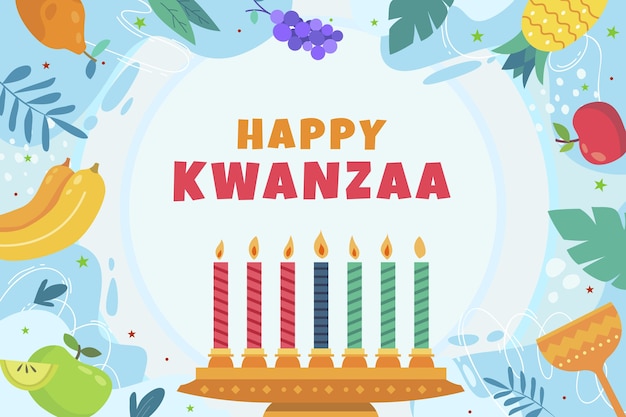 Hand drawn flat kwanzaa background