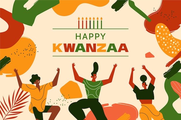 손으로 그린 평면 kwanzaa 배경