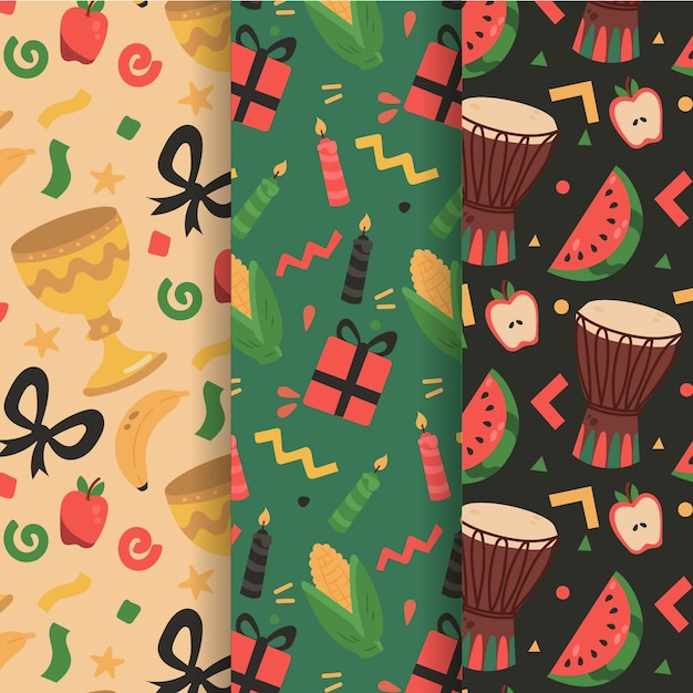 Vector hand drawn flat kwanzaa pattern design