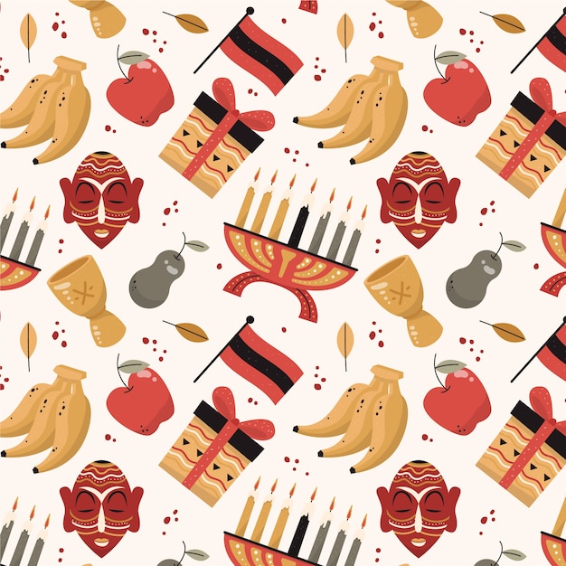 Hand drawn flat kwanzaa pattern design