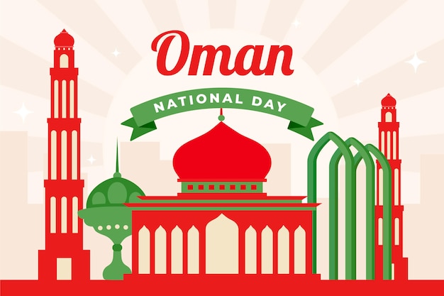 Hand drawn flat national day of oman background