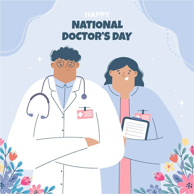 Hand drawn flat national doctor's day illustration