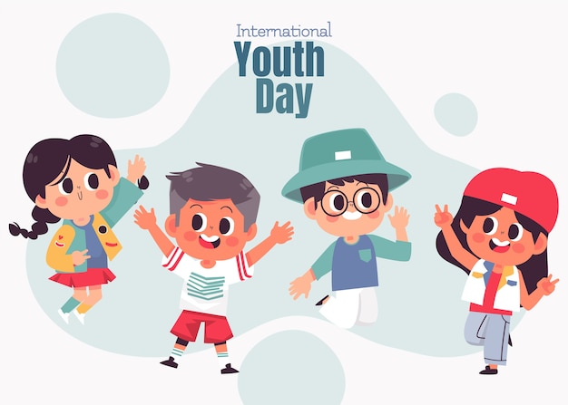 Hand drawn flat national youth day illustration