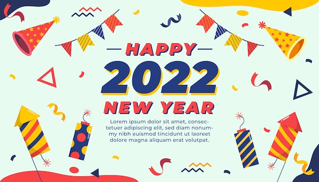 Vector hand drawn flat new year background