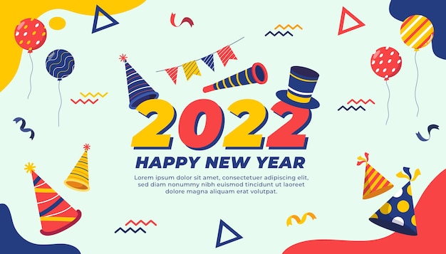 Vector hand drawn flat new year background