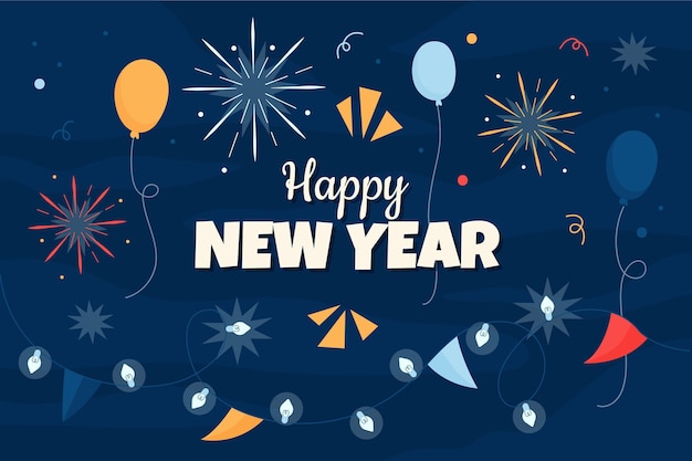 Hand drawn flat new year background