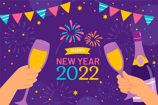 Vector hand drawn flat new year background