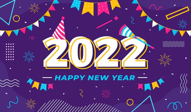 Vector hand drawn flat new year illustration