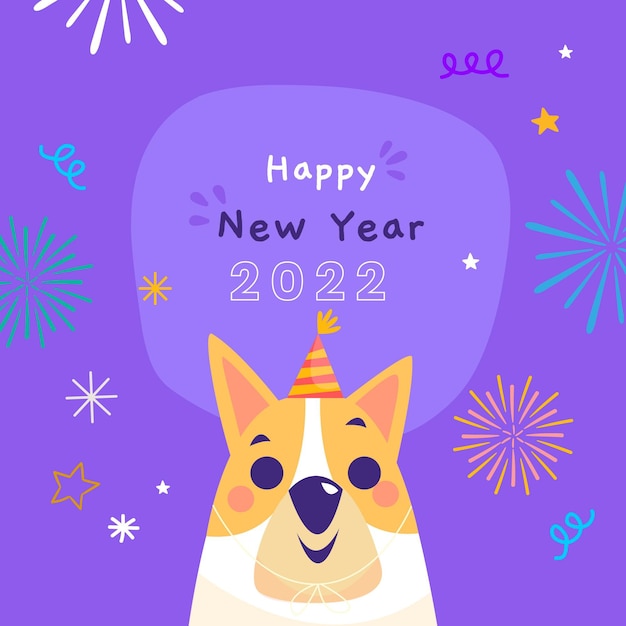 Vector hand drawn flat new year illustration