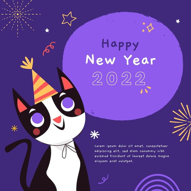 Hand drawn flat new year illustration