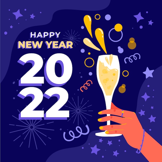 Hand drawn flat new year illustration