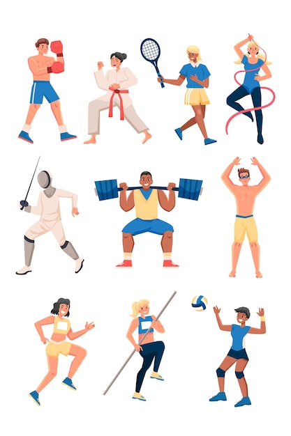 Hand drawn flat olympic sports set