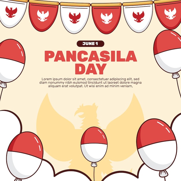 Hand drawn flat pancasila day illustration 02