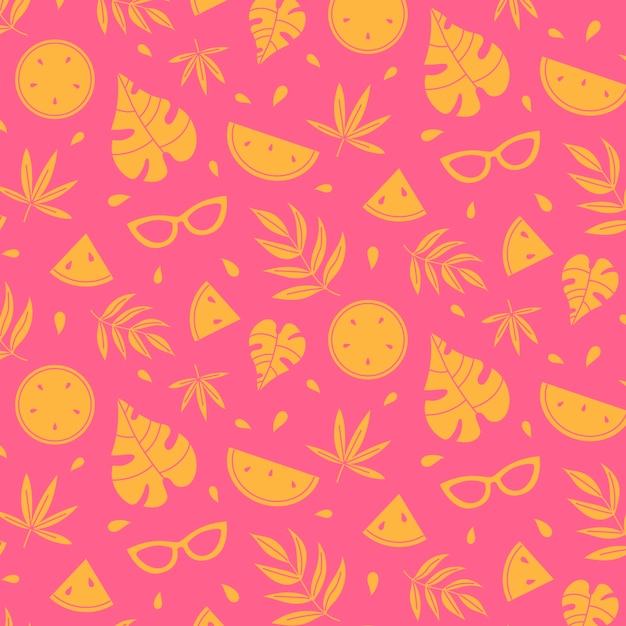 Vector hand drawn flat pattern summer duotone