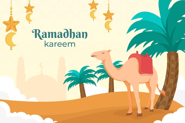 Vector hand drawn flat ramadan background