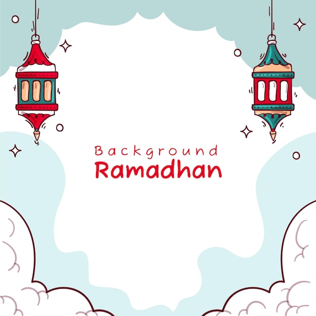 Modello di sfondo ramadhan piatto disegnato a mano