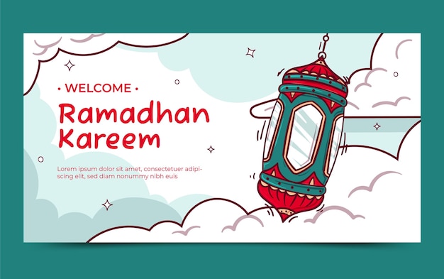 hand drawn flat Ramadhan Facebook Post Template