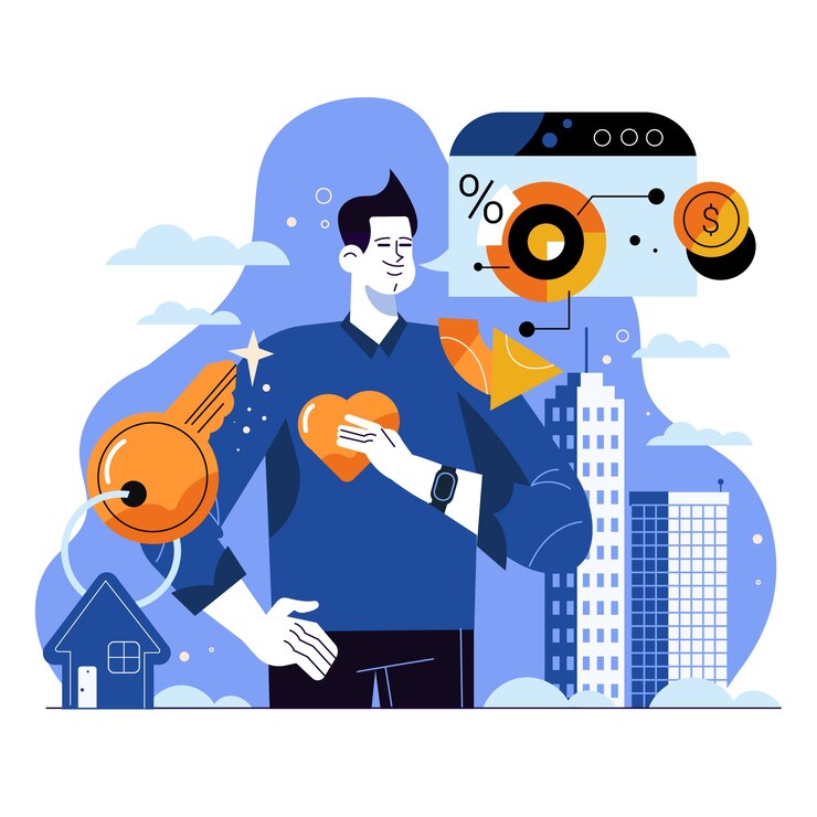 Vector hand drawn flat real estate illustration