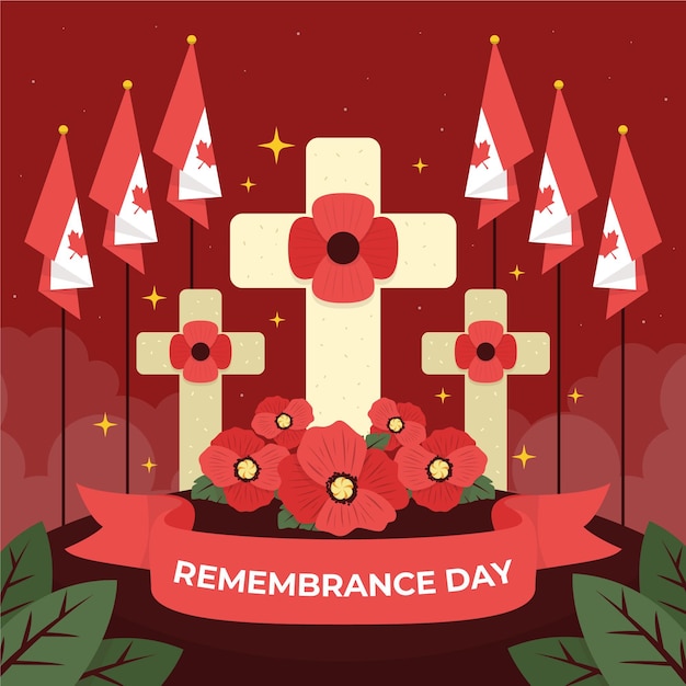 Vector hand drawn flat remembrance day illustration