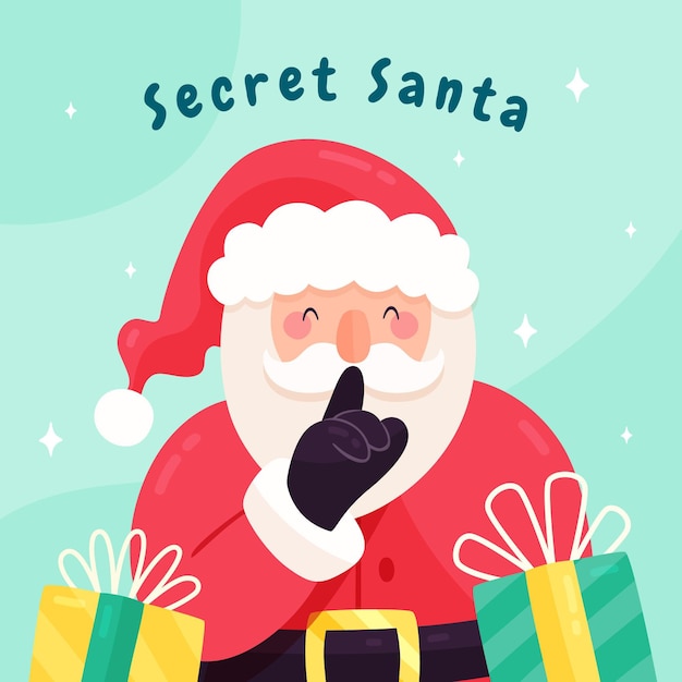 Vector hand drawn flat secret santa illustration